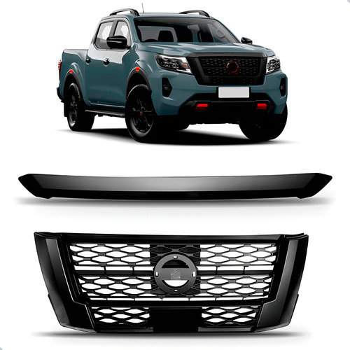 Grade Radiador Frontier 2022 A 2023 Com Friso Capô Preto
