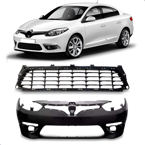 Kit Envolvente E Grade Spoiler Renault Fluence 2014 A 2018 Preto