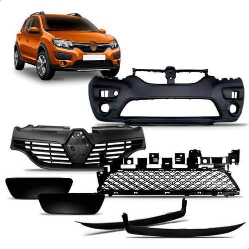 Kit Envolvente Grade Sandero Stepway 2015 A 2019 1a Linha  Preto
