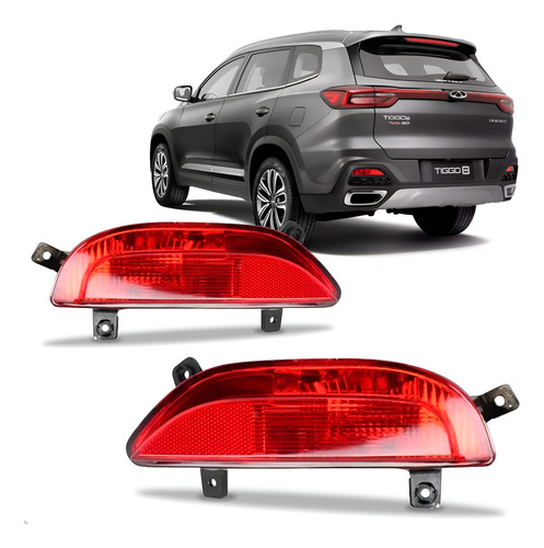 Par Refletor Parachoque Tras. Tiggo 8 2021 A 2023 C/ Funcâo Vermelho