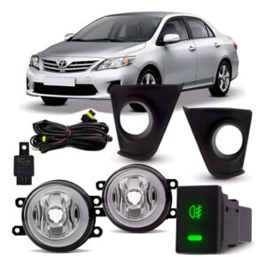 Kit Farol Milha Neblina Corolla 2014 À 2017 Com Aro Cromado Transparente