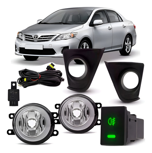 Kit Farol Milha Neblina Corolla 2014 À 2017 Com Aro Cromado Transparente