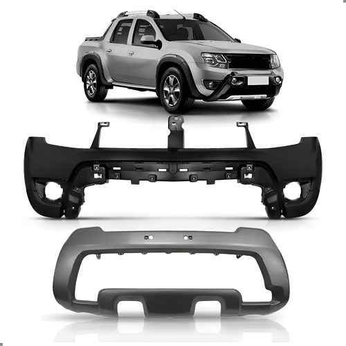 Kit Envolvente Duster 2016 A 2020 Com Aplique Prata Preto