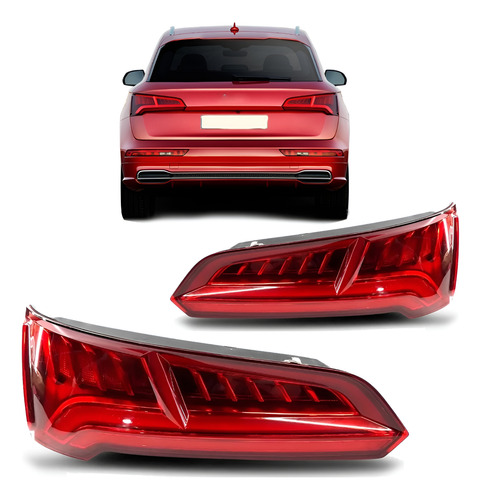 Par Lanterna Traseira Com Led Audi Q5 2018 A 2020 Vermelho