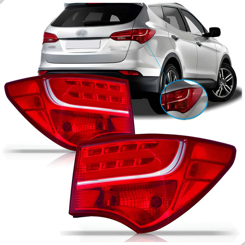 Par Sinaleira Traseira Santa Fe 2014 2015 2016 Canto Com Led Vermelho
