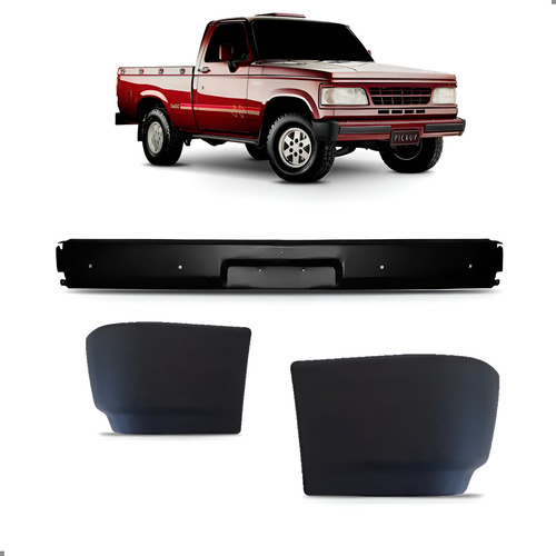 Kit Parachoque Dianteiro D20 1985 A 1997 Com Polainas Preto