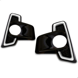 Kit Moldura Milha Hilux Pick Up 2018 A 2020 Com Led Preto