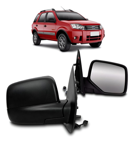 Par Retrovisor Ecosport 03 A 09 Eletrico Preto Texturizado Direito + Esquerdo