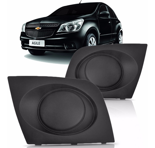 Par Moldura Grade Parachoque Farol Milha Agile Sem Furo Preto