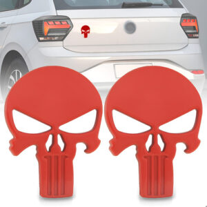 Kit 2 Emblemas Injetado Caveira Justiceiro Pequeno Vermelho
