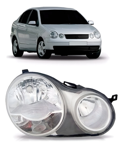 Farol Polo 2003 2004 2005 2006 Mascara Cromada 1ª Linha Direito/passageiro