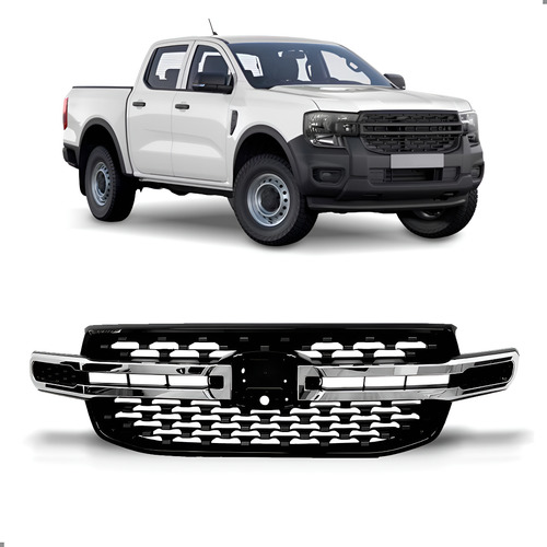 Grade Radiador Para Ranger Limited 2024 2025 S/furo Camera Preto