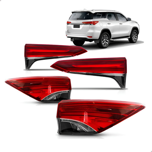 Kit Jogo Sinaleiras Hilux Sw4 Led 2016 Até 2020 - 04 Peças Vermelho