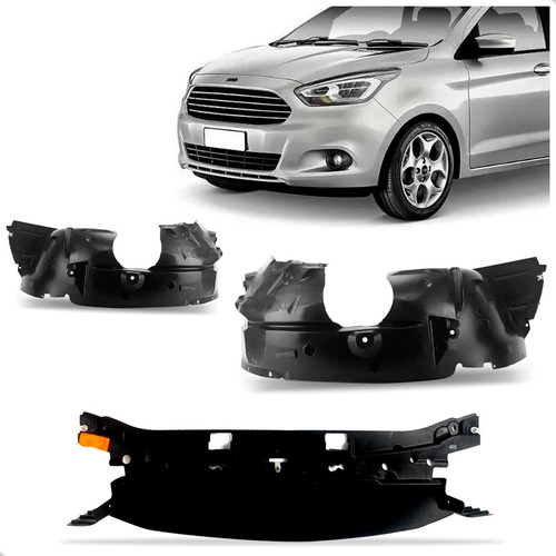 Kit Defletor Com Par De Parabarro Para Ford Ka 2019 A 2022