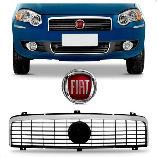 Grade E Emblema Palio 2009 A 2012 Siena Strada Friso Cromado Preto