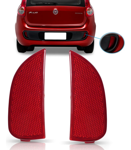 Par Sinaleira Do Parachoque Traseiro Palio 2012 2013 2014 Ambos Lados Vermelho