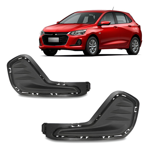 Par Moldura Milha Onix Plus Lt 2020 A 2023 S/furo Milha Preto