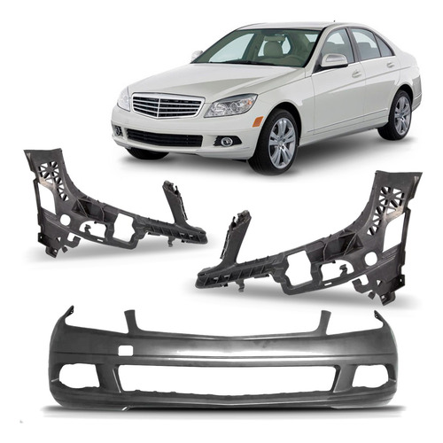 Envolvente Dianteiro Para Mercedes C180 2008 A 2011 Com Guia Preto