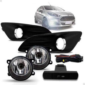 Kit Farol Milha  New Fiesta 2013 A 2016 C/grade Aro Cromado