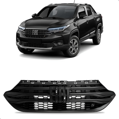 Grade Radiador Para Fiat Strada 2020 2021 A 2024 1a Linha Preto