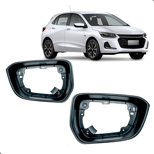 Par Aro Moldura Retrovisor Externo Para Onix 2020 A 2025 Preto