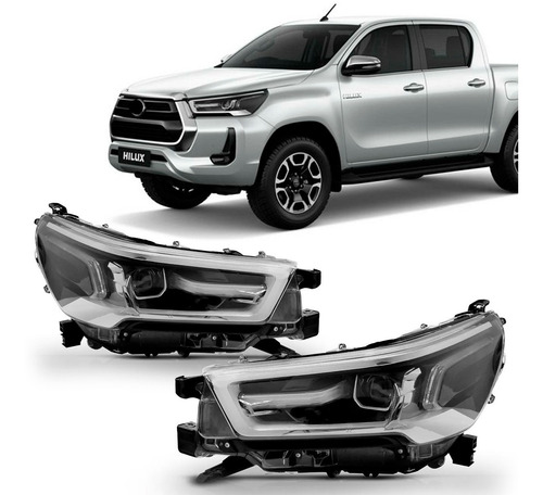 Par Farol Hilux Srv 2021 2022 C/ Led Aro Cinza