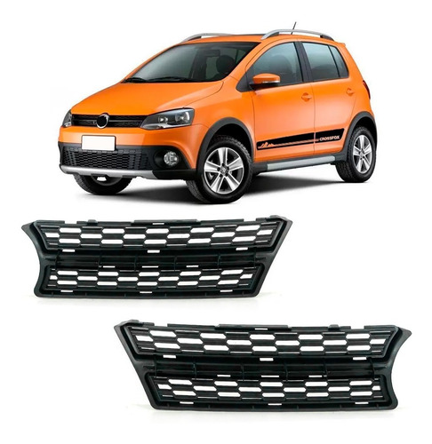 Par Tela Frontal Radiador Interna Crossfox 2011 A 2014 Preto