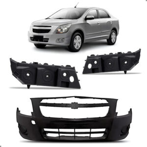Kit Parachoque Dianteiro Para Cobalt 2012 A 2016 E Par Guias Preto