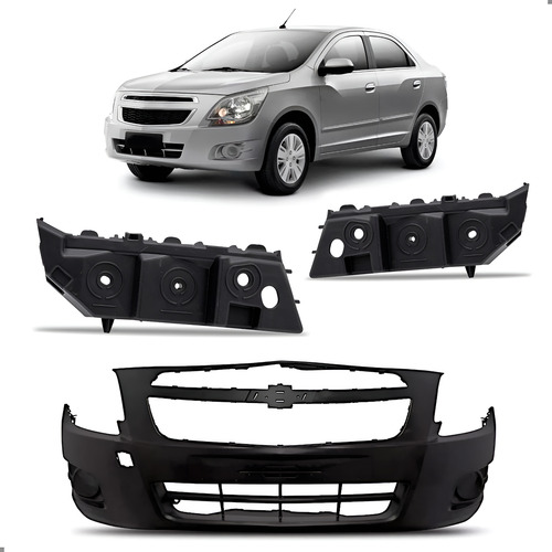 Kit Parachoque Dianteiro Para Cobalt 2012 A 2016 E Par Guias Preto
