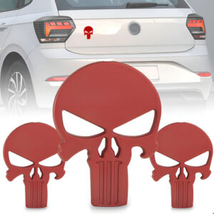 Kit 3 Emblemas Injetado Caveira Justiceiro Grande Vinho