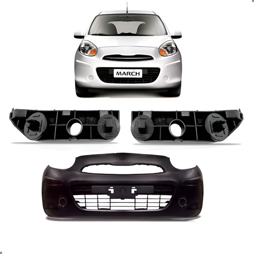 Parachoque Para March 2011 2012 A 2013 Dianteiro 1a Linha  Preto