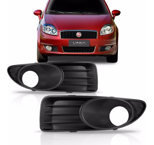 Par Moldura Grade Milha Linea 2008 09 10 11 12 2013 Preto Preto Ambos Lados