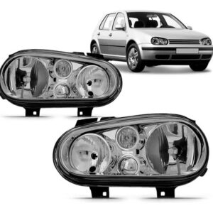 Par Farol Golf 1998 A 2006 Foco Duplo Sem Auxiliar Cromado
