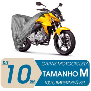 10 Capas Cobrir Moto Impermeável Proteção Uv M Mega Desconto Cinza