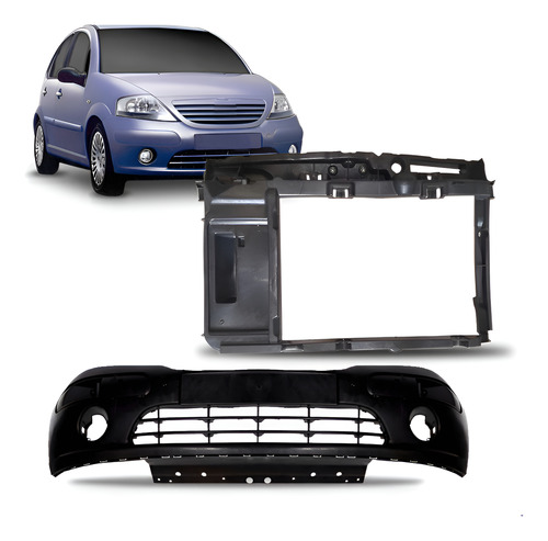 Kit Parachoque E Painel Mini Frente C3 2003 A 2008 C/ Ar