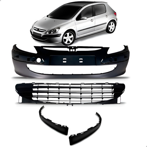 Kit Frente Parachoque Para Peugeot 307 2003 A 2005 1a Linha Preto