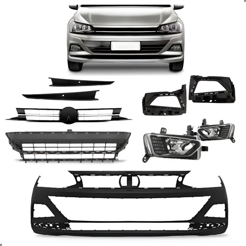 Kit Parachoque Completo Para Polo Virtus 2018 2019 A 2022 Preto