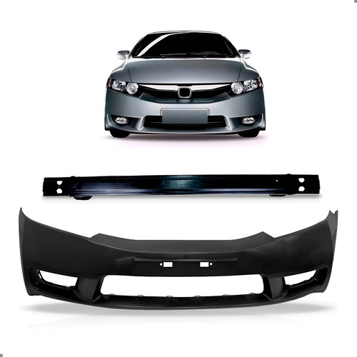 Kit Parachoque Para Civic 2009 2010 2011 Com Alma Lamina Preto