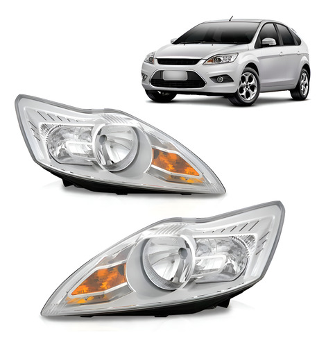 Par Farol Manual Cromado Focus 2009 2010 2011 2012 2013 Direito