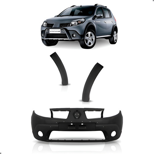 Parachoque Sandero Stepway 2008a2014 Tras Spoiler 1a Linha  Preto