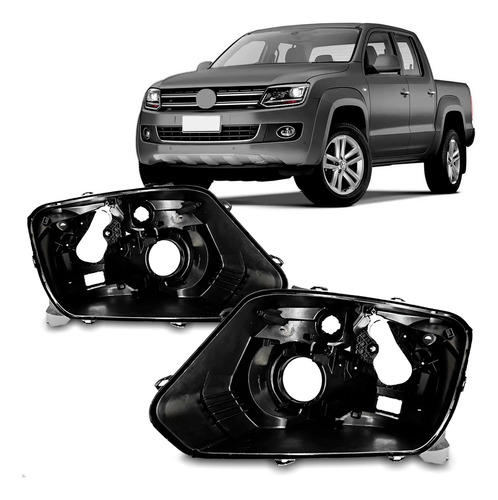 Par Carcaça Farol Dianteiro Vw Amarok 2010 A 2016