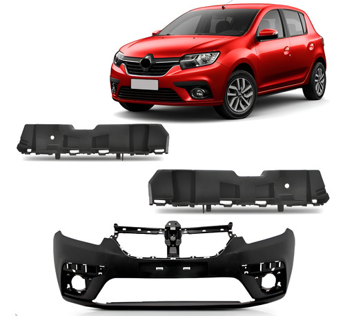 Parachoque Dianteiro Sandero 2020 A 2024 Com Guias Novo Preto