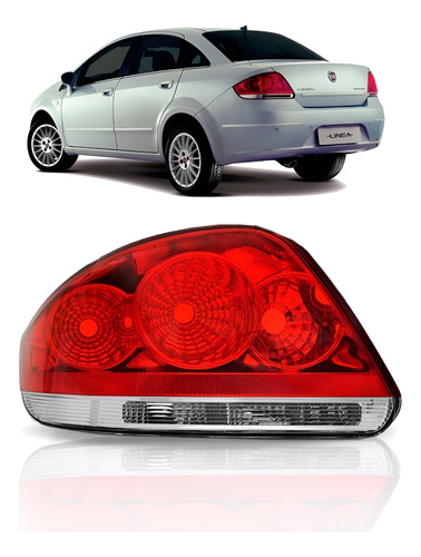 Lanterna Traseira Fiat Linea 08 09 10 11 12 Direito 1ª Linha - Esquerdo/motorista - Vermelho