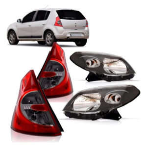 Kit Sinaleira Fumê Sandero 2007 A 2011 + Par Farol Negro