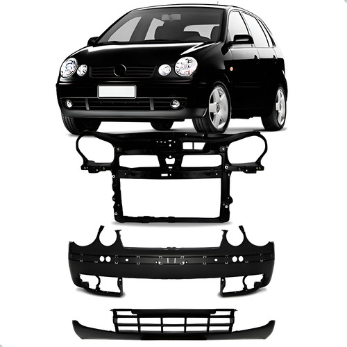 Kit Parachoque C/ Painel Mini Frente Polo 03 A 06 C/ Spoiler Preto