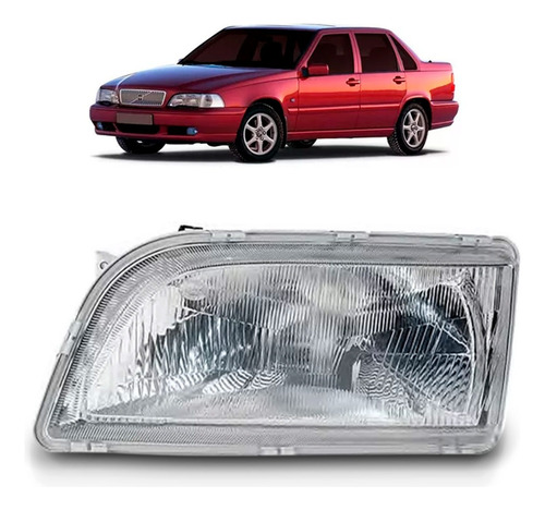 Farol Para Volvo S70 1997 1998 99 2000 Lente Raiada 1ª Linha - Esquerdo/motorista