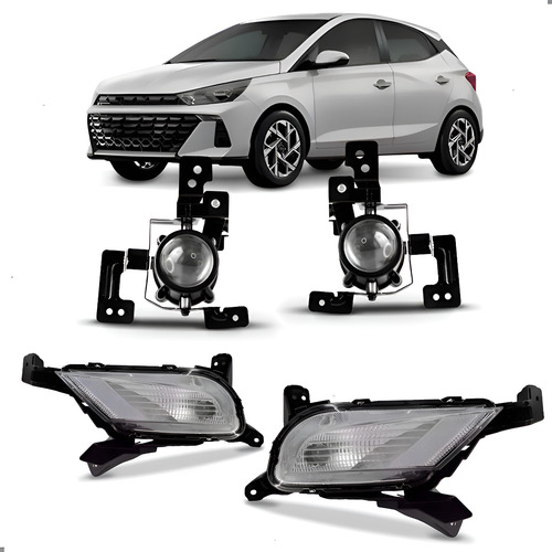 Par Farol Milha E Lanterna Diant. Para Hb20 2023 2024 2025 Preto