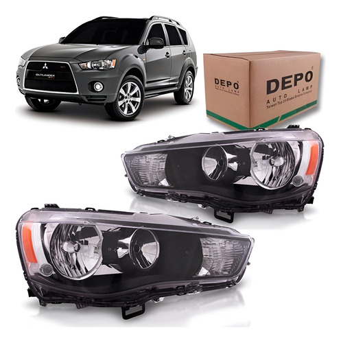 Farol Outlander 11 12 2013 Foco Duplo Máscara Negra 1ª Linha Esquerdo/motorista