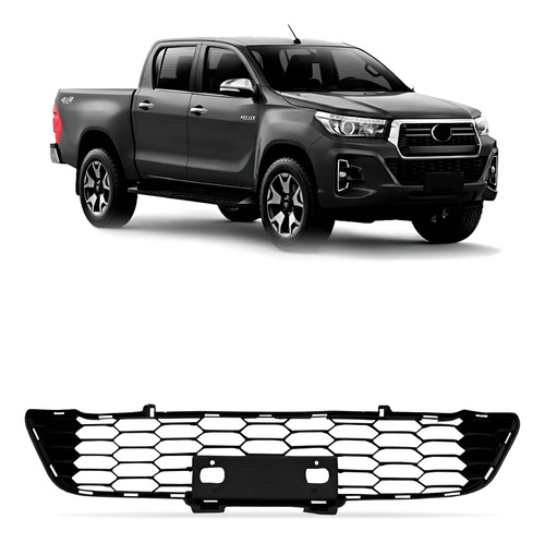 Grade Central Parachoque Dianteiro Hilux 18 A 2020 1a Linha Preto