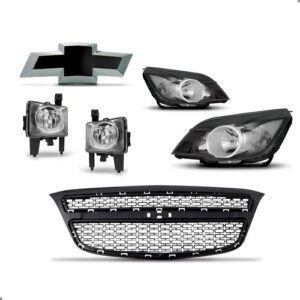 Kit Frente Agile Montana 2009 A 2012 Grade Par Farol E Milha Preto Preto